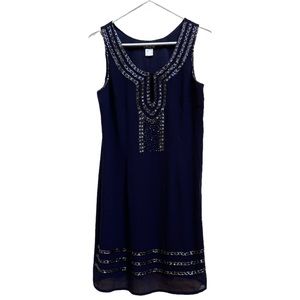 Venus blue sequined keyhole sleeveless dress
